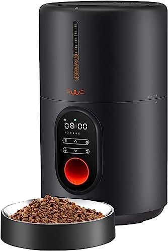 Automatic Cat Feeders - 4L Pet Dry Food Dispenser for Cats and Small Medium Dogs 6 Meals with Desiccant Bag Dual Power Supply 10S Voice Recorder