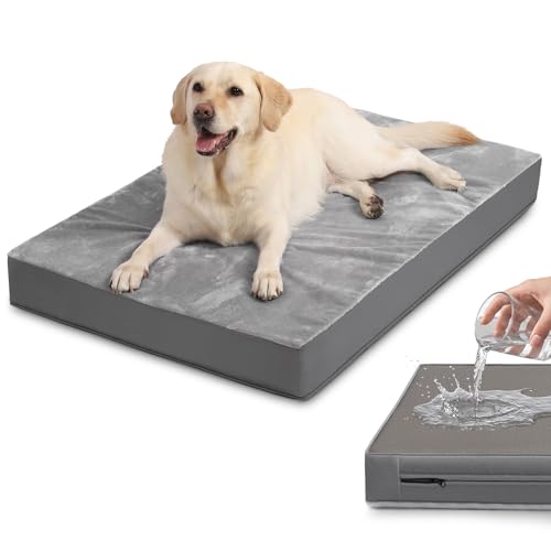 Image of Waterproof Outdoor Dog Bed Large Sized, Washable Crate Pad 35 inch Orthopedic