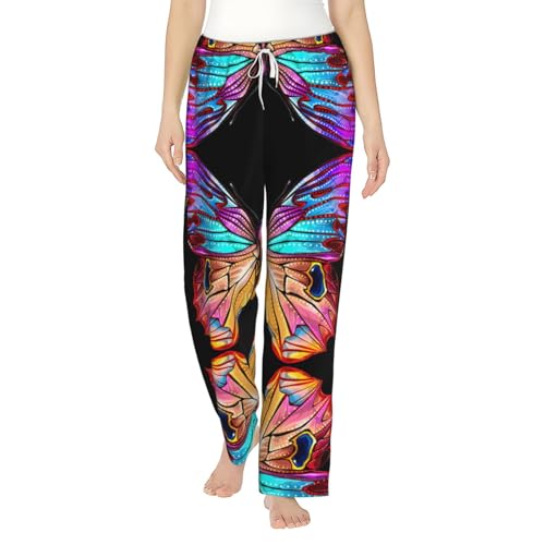 Pantalon de pyjama ample papillon pour femme et fille, vêtement de nuit doux
