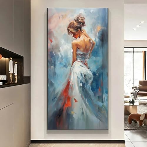 Images d'art mural robe bleue et peinture abstraite salon