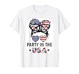 4th of July American Flag Party In USA Patriotic Kids Girl T-Shirt