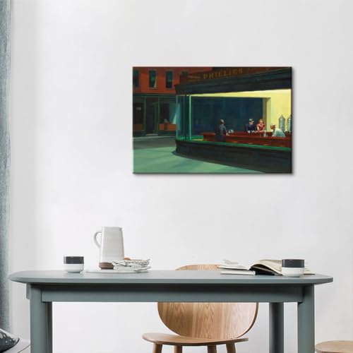 エドワード・ホープ Edward Hopper アートパネル ポスター絵画 北欧 現代 モダン アートフレーム 防湿 キャンバス インテリア 壁飾り 壁掛け 木枠付きの完成品 贈り物 (70x100cm（28x40in）,B) [4]