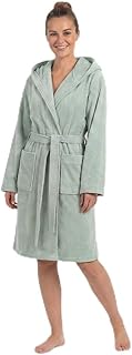 Damen Bademantel Frottee Velour 100% Baumwolle mit Kapuze Weich S bis XL – Kuscheliger Bademantel für Frauen, Komfortabel, Waschbar, Weich und Sanft