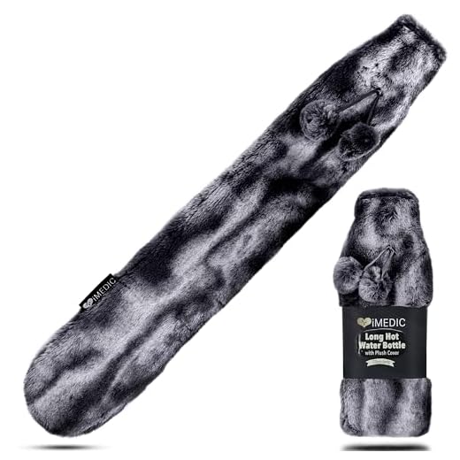 iMedic® Extra lång varmvattenflaska täckt med ett överdrag gjord av en supermjuk fleece eller bekväm stickning - den mysigaste följeslagaren för att gosa upp till en vinternatt (mörkgrå)