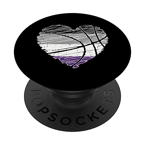 Basket-Ball Heart Asexual Pride Cool Sport LGBT-Q Ally Ace PopSockets PopGrip: Swappable Grip for Phones & Tablets
