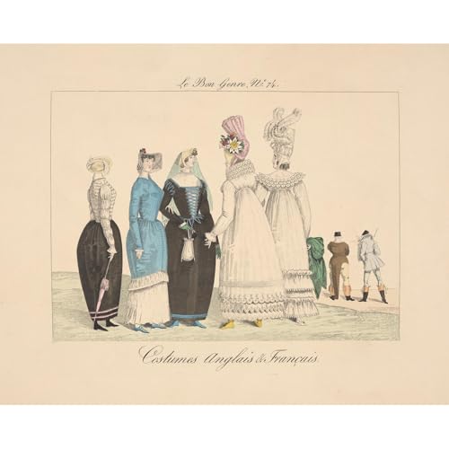 ArtDirect Le bon genre, no. 74. Costumes Anglais & Francais. (19th century) Unframed Art Print Giclee Poster by Anonymous - Ready for Framing with Customization Sizes 10x8, 14x11, 20x16, 30x24, 45x36 and 60x48 inches