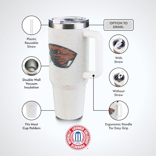 Image of The Memory Company Officially Licensed 40oz White Bling Game Day Tumbler, Oregon State University