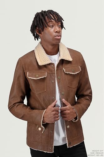 Image of X-Ray Men's Slim Fit Faux-Leather Moto Jacket with Removable Hood