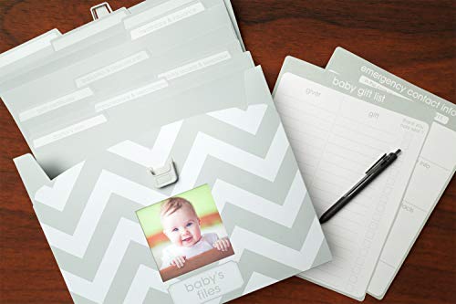 Image of Baby File Keeper Organizer, Gray Chevron, Newborn Baby Document Organizer, Durable File Folder