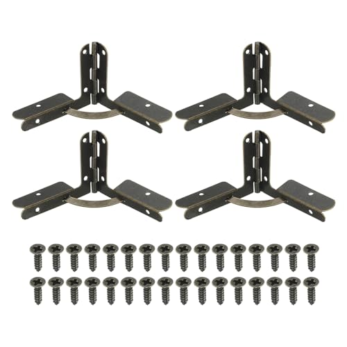 PATIKIL 90度折りたたみサポートヒンジ 1.6" x 2.1" 4個セット 宝石ワインキャビネット木製箱引き出し用ヒンジ 茶色