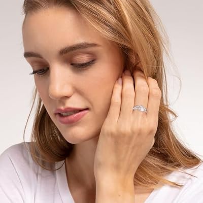 PRAYMOS 925 Sterling Silver Leaf Ring White Opal Moonstone Rings Adjustable Open Ring for Women with Jewelry Box Size 7-9