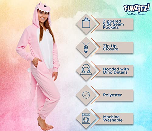 Silver Lilly Slim Fit Animal Pajamas - Adult One Piece Cosplay Dinosaur Costume (Pink, Medium)