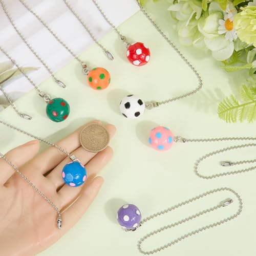 Image of CRASPIRE 7 Colors Soccer Ceiling Fan Pull Chain Lighting Lamp Extender Football Charm Pendant Decorative Adjustable Decorative 12.4in Extension Connector Ball Bead Cord Replacement Hanging Ornaments