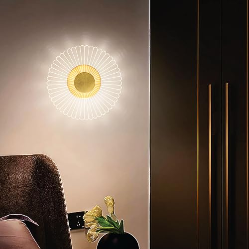 Image of Spiral Pattern 3-in-1 LED Wall Light Decorative Lamp with Golden Center Artistic Accent Lighting for Living Room Bedroom Hallway & Home Decor (Aurora Glow Modern Wall Light, Pack of 2)