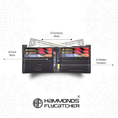 Image of HAMMONDS FLYCATCHER Premium Diwali Gift for Men - Leather Wallet for Men with Keyring Combo - Men's Wallet with 8 Card Slots - Birthday Special & Unique Festival Gift Ideas for Husband, Boyfriend