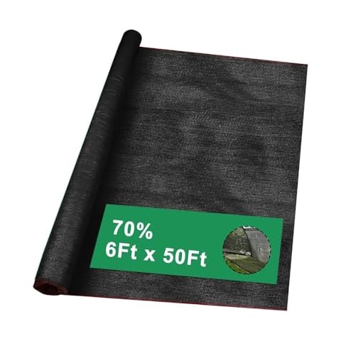 vensovo 6' X 50' 70% Plant Sun Shade Cloth - Outdoor Black Windscreen Cover Fabric Roll Garden Sunblock Shade Tarp Netting Mesh for Plants Protection, Greenhouse, Backyard Cover