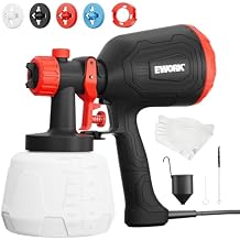 EWORK Paint Sprayer 1000W HVLP Electric Spray Paint Gun, 180 Din/s, Thinning-Free, 1400ml Capacity, 4 Nozzles & 3 Spray Patterns, Easy to Clean, for Home Interior Exterior, Furniture, Cabinets & Walls