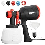 EWORK Paint Sprayer,1000W HVLP Electric Spray Paint Gun,4 Nozzles and 3 Spray Patterns,1400ml High Capacity Container,180 Din/s, Easy to Clean,for Furniture, Cabinets, Decks, Walls, Doors, DIY