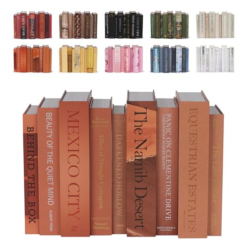ORITZIO Orange Faux Books Set of 9 - Secret Compartment