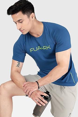 Image of FUAARK Men's Aura Textured Round Neck Regular Fit Gym Sports T-Shirt
