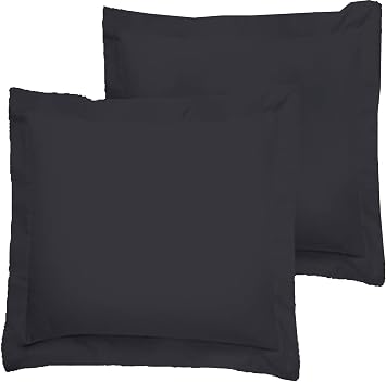 Silentnight Euro Sham Covers - 2 Pack Microfiber 22x22 Pillow Covers - Soft, Wrinkle-Free, Fade-Resistant, Stain-Resistant, Euro Shams, Square Pillow Shams, Black Solid