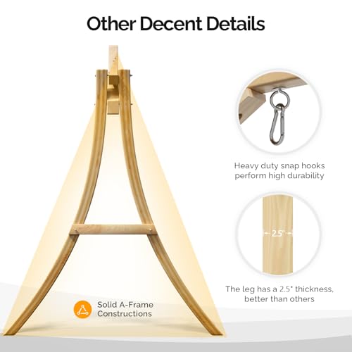 Image of VINGLI 6.7FT Wooden Porch Swing Frame, 1000-lb A-Frame Stand, Natural