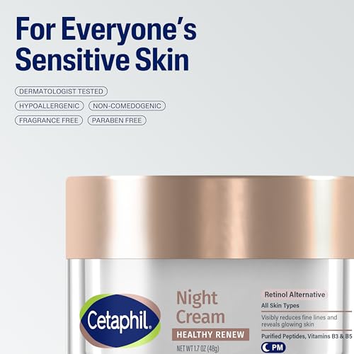 Cetaphil Healthy Renew Night Face Cream, Anti-Wrinkle, Peptides, 1.7oz | Skin Tightening, Wrinkle Repair, Retinol Alternative, Fragrance Free, Sensitive Skin, Firming Peptide Night Cream For Women - image 6
