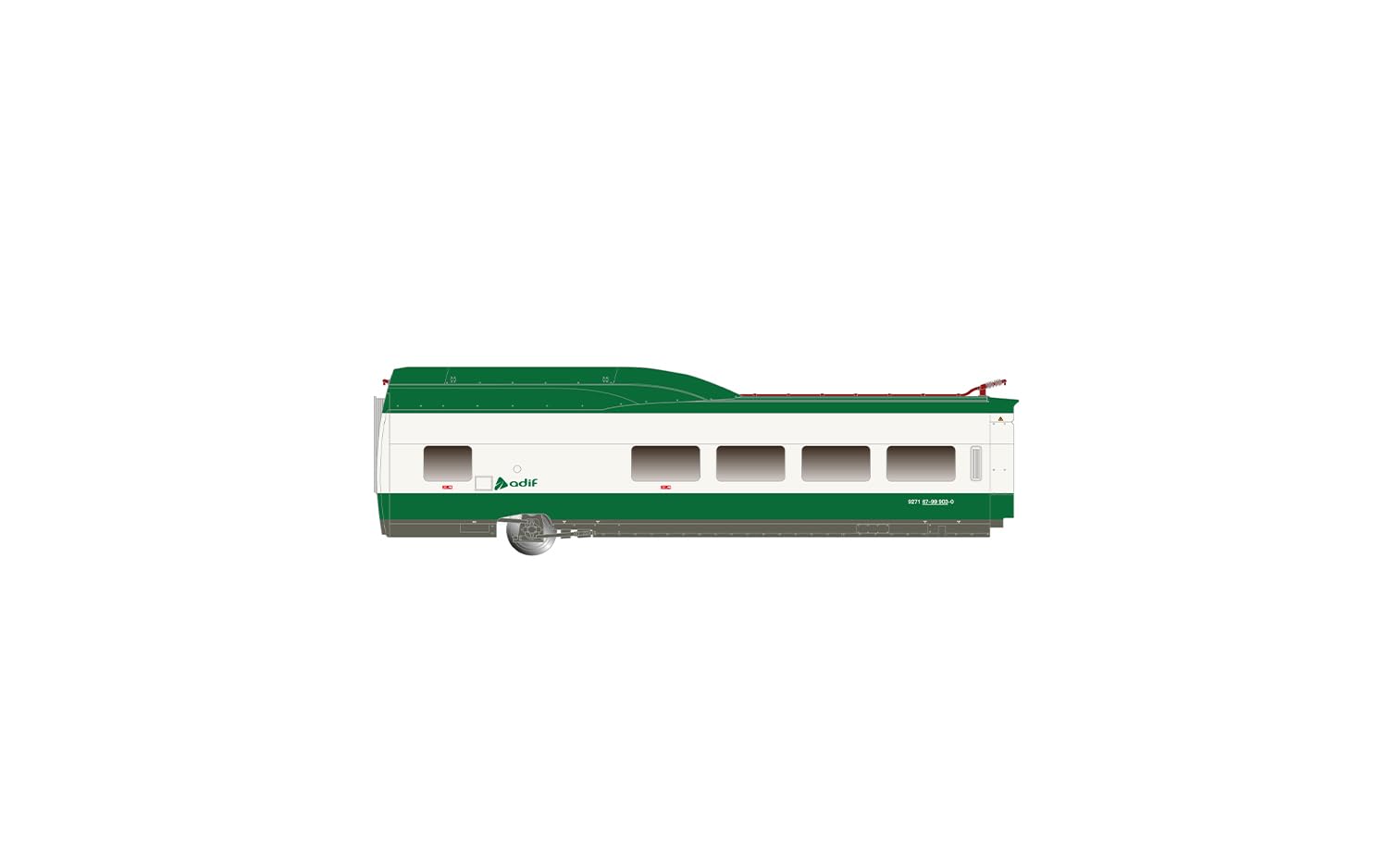 Electrotren HE2030 ADIF, pociąg osłuchowy A330, biało-zielone malowanie „Séneca”, okres VI Railway 1 x Electric Locomotive