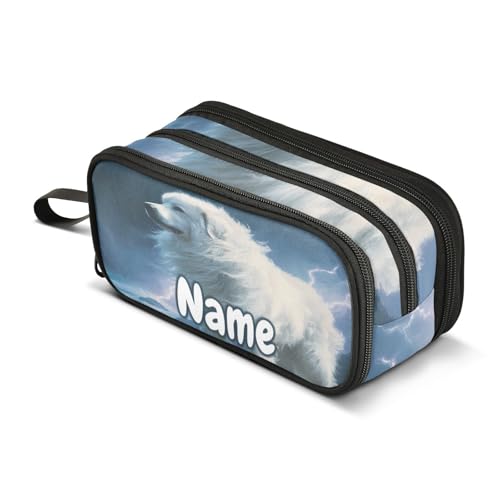 Image of Custom Great Pyrenees Dog Pencil Case Box Boys Girls Personalized Name Large Pencil Pouch Stationery Pen Bag Organizer for Kids Adults School Office