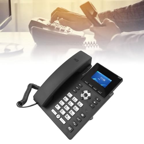 Jectse Téléphone IP VOIP Dual Port Gigabit Ethernet avec Affichage Couleur, 2 Lignes de Service, 5.0, Annulation de Bruit, pour Les Petites Entreprises et Les Startups