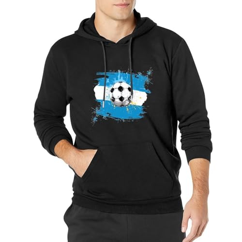 Soccer Argentina Flag Unisex Casual Hoodies Long Sleeve Lightweight Pullover Tops Loose Sweatshirt with Pocket