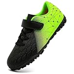 PiDaGlobal Boys Football Boots Kids Girls Firm Ground Soccer Shoe Astro Turf Trainers Athletics Sport Futsal Shoes Teenager Profession Competition Indoor Outdoor Unisex 5UK Black/Green
