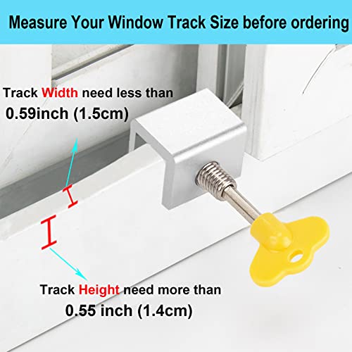 Window Locks, 8 Sets Sliding Window Locks Security With Key For Vertical & Horizontal Sliding Windows Doors, Adjustable Aluminum Child Proof Safety Slide Window Door Lock For Home Bedroom - Silver #TOP2