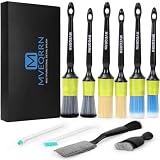 10PCS Car Detailing Brush Set,Boars Hair Car Cleaning Detail Brush kit,Ultra Soft No Scratch Car Dust Brush,Car Interior Detailing Brushes Kit,Detail Brushes Car Detailing for Interior Exterior(green)