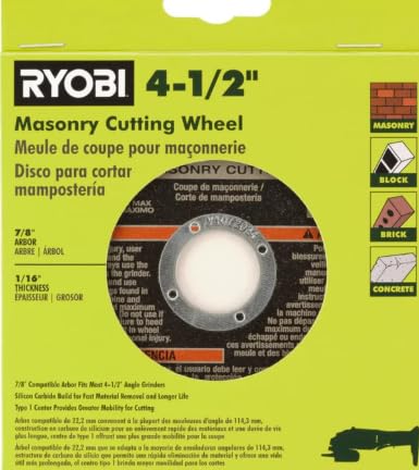 RYOBI 4-1/2" Masonry Cutting Wheel Silicon Carbide
