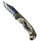 ASR Outdoor Collectible Folding Knife Clip Point Blade Display Case Eagle Design