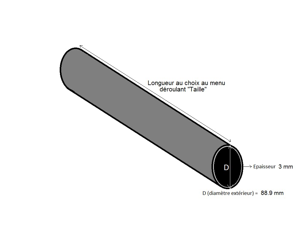 LeMétal – Tube rond acier Ø 88.9x3 mm (290 cms) - Longueur au choix de 50 à 300 cms