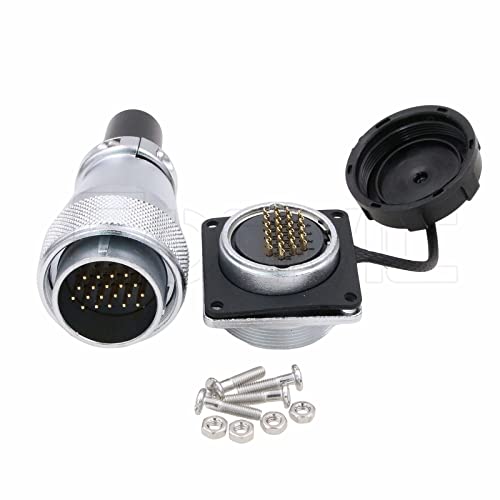 Eonvic WEIPU WS28 20 Pin Connector Waterproof IP67 Metal Male Plug Female Square Socket Panel Mount Aviation Cable Connector (20Pin)