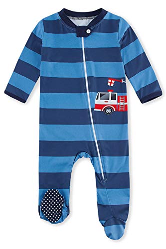 UNIFACO Infant Baby Sleepers Black Blue Stripe Footed Pajamas with Mitten Long Sleeve Winter Jumpsuit 0-3 Months