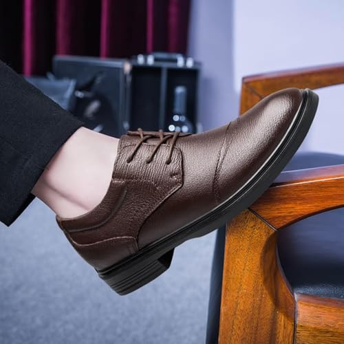 YZABEL Elegant Men's Dress Shoes Oxford, Fashion Round Toe Low Top Lug Sole Non-Slip Business Dress Shoes Office Work Low Top Dress Shoes4