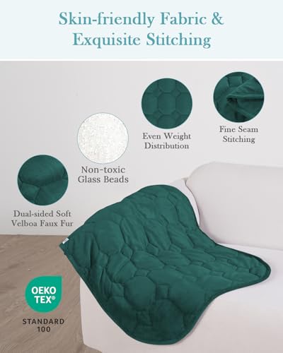 Image of Topblan Weighted Lap Blanket 7lbs for Adults, Small Weighted Blanket Throw for Napping, Relaxation, Calming and Travel, Skin Friendly & Machine Washable for All-Season Sleeping, Dark Green