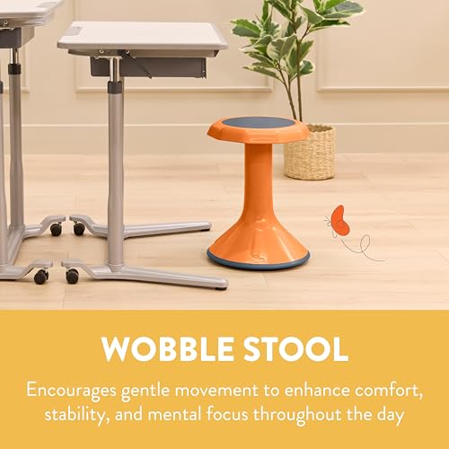 Image of Back2School Express Wobble Sensory Stool for Classroom - 18 inch Active Flexible Seating Chair for Kids, 220lb Capacity, GREENGUARD Gold Certified, Orange