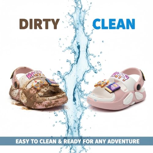 Image of GLJ Kids Comfort Clogs Sandals for Boy and Girl, 1 to 14 Years, Two-Strap Design, Easy to Wear Slip On, Dust and Waterproof, 1100
