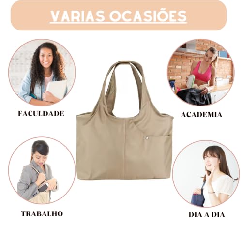 Bolsa Nylon Feminina Grande para Faculdade, Trabalho, Academia e Uso Diário - Bolsa Universitária La