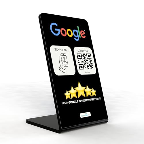 TappingTags Google Review Stand Tap for Instant Reviews - All Phones Compatible - Reusable Smart Tap NFC & QR - Boost Business Reviews