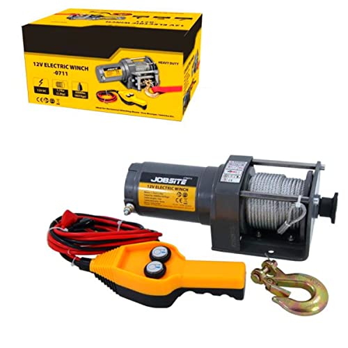 12V Electric Winch 1000 to 2000lb Reversible Ideal for Horizontal Winching Boats Tree Stumps Vehicles with 15M Cable