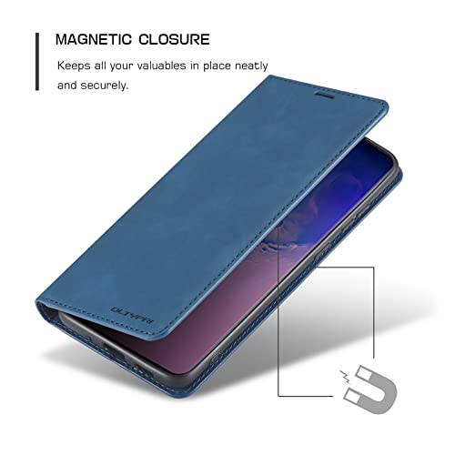 QLTYPRI Case for Samsung Galaxy S20 Premium PU Leather Cover TPU Bumper with Card Holder Kickstand Hidden Magnetic Adsorption Shockproof Flip Wallet Cover for Galaxy S20 - Blue by QLTYPRI - Used condition - Image 4