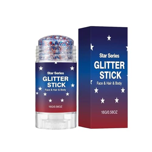 Barra de Purpurina | Maquillaje Corporal y Capilar Patriótico Americano,Barra de Brillo para el 4 de Julio,para Mujeres, Hombres, Niños, Niñas, del Día de la Independencia, Desfiles,