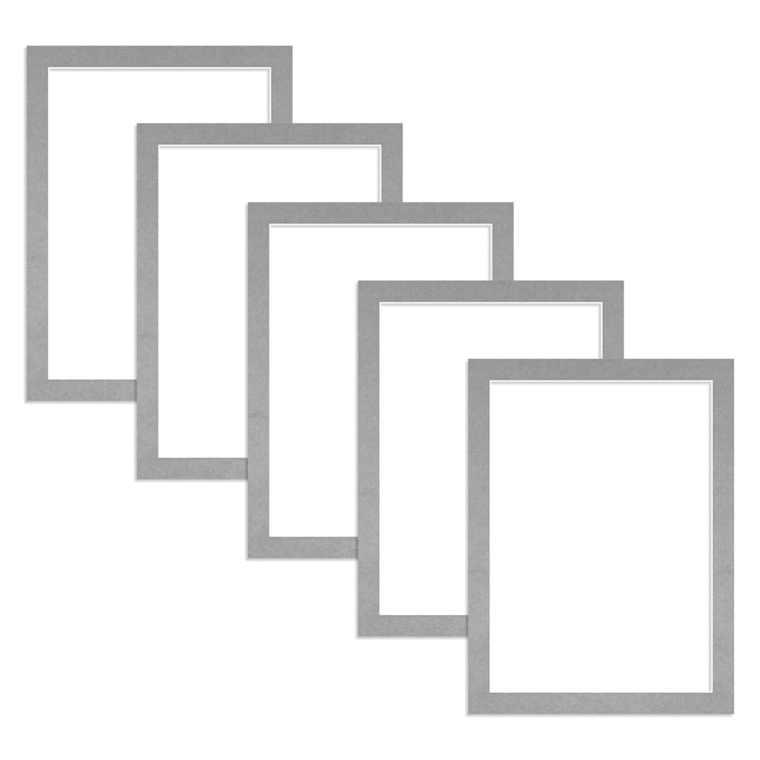 Alison Kingsgate 8X6 Silver Picture Mount for Frame - 7X5 Aperture - Pack 5
