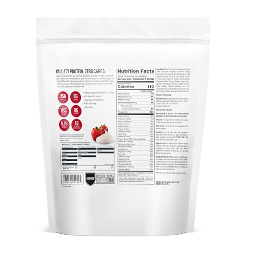 Isopure Zero Carb 100% Pure Whey Isolate Protein Powder, Gluten Free, With Vitamins, Strawberries & Cream, 25g Protein Per Serving, 1 Lb, 15 Servings (Packaging May Vary)